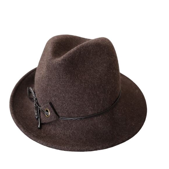 Scala Mens Wool Felt Outback Hat One Size Brown Leather Tie Fedora Winter Fall - Picture 3 of 7